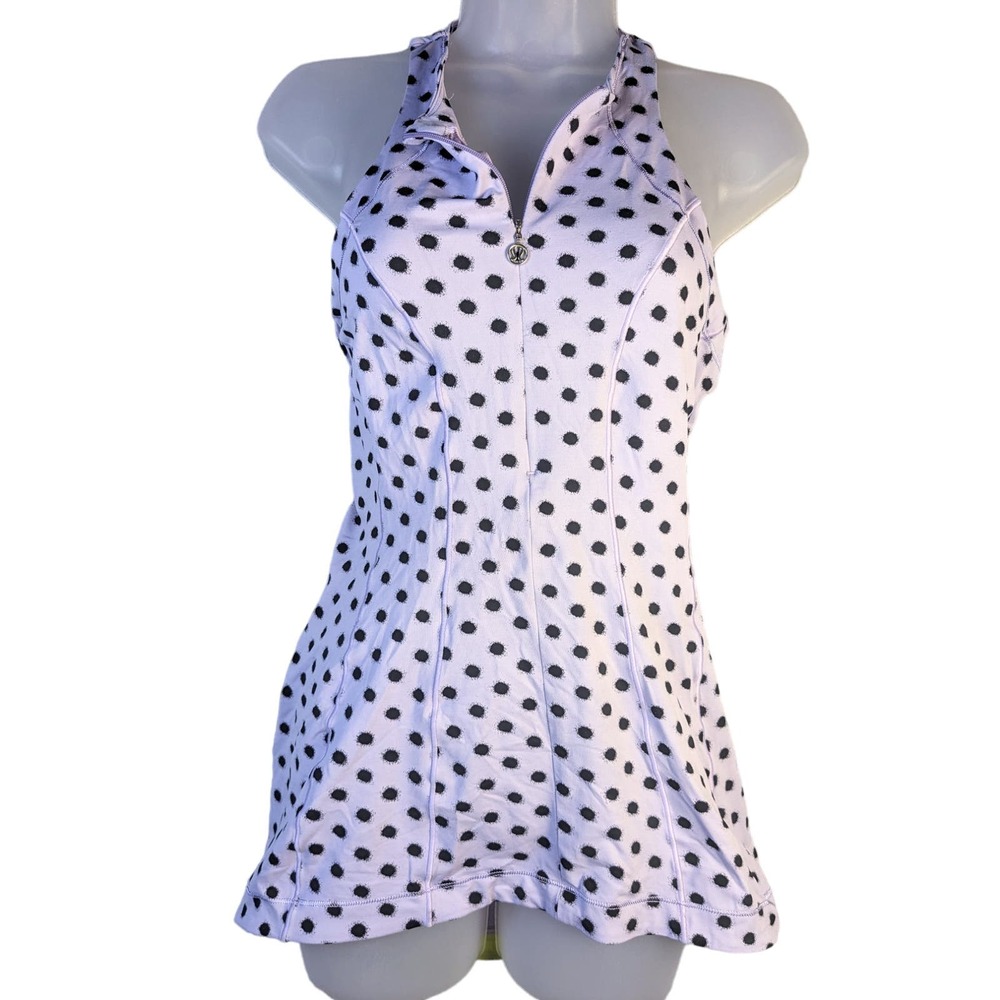 Lululemon 10 Womens Velo Vixen Sleeveless Jersey High Noon Dot Lilac / Black Top